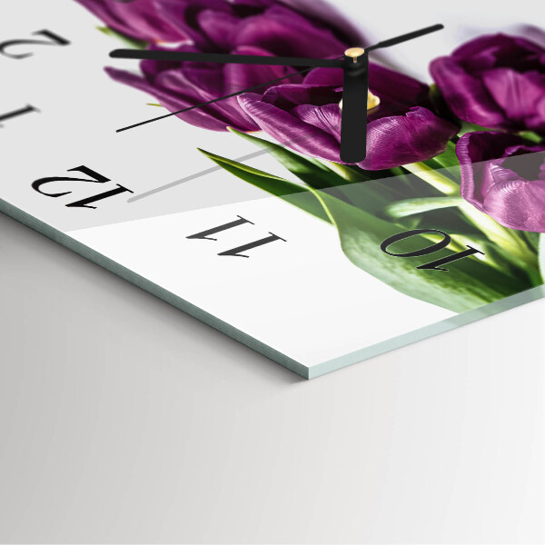 Reloj de vidrio tulipanes