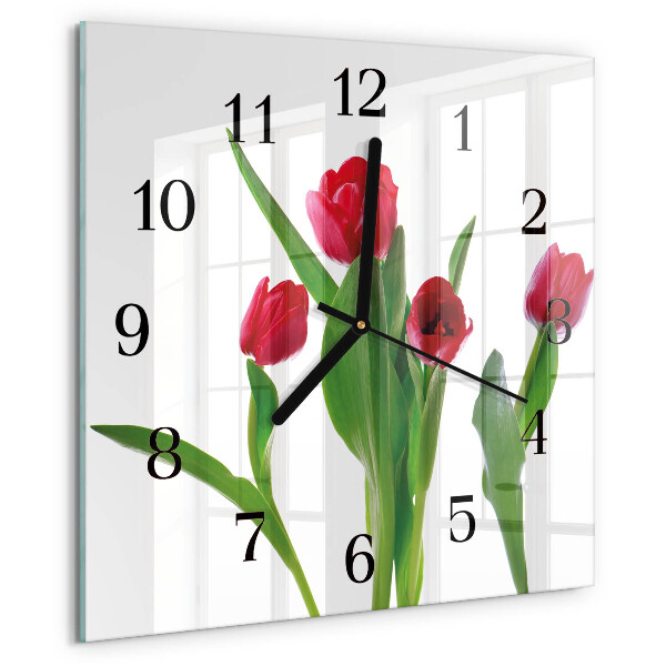 Reloj de vidrio tulipanes