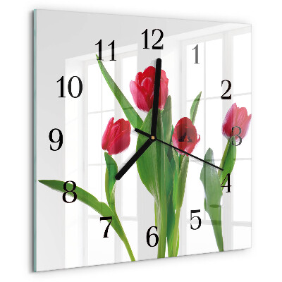 Reloj de vidrio tulipanes