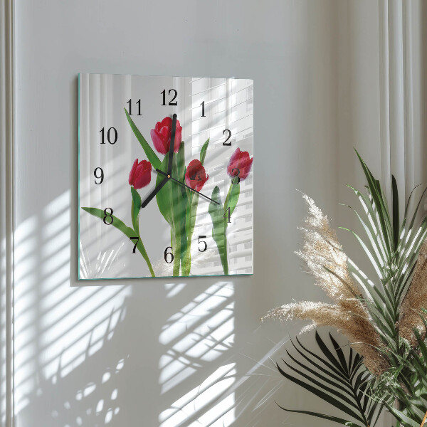 Reloj de vidrio tulipanes