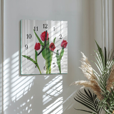 Reloj de vidrio tulipanes