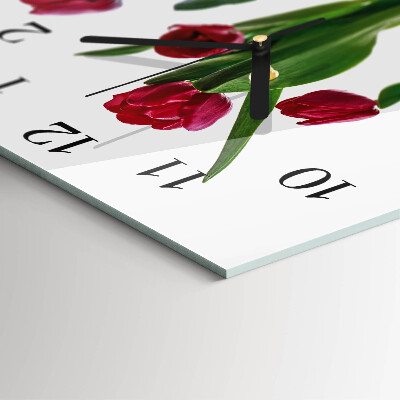 Reloj de vidrio tulipanes