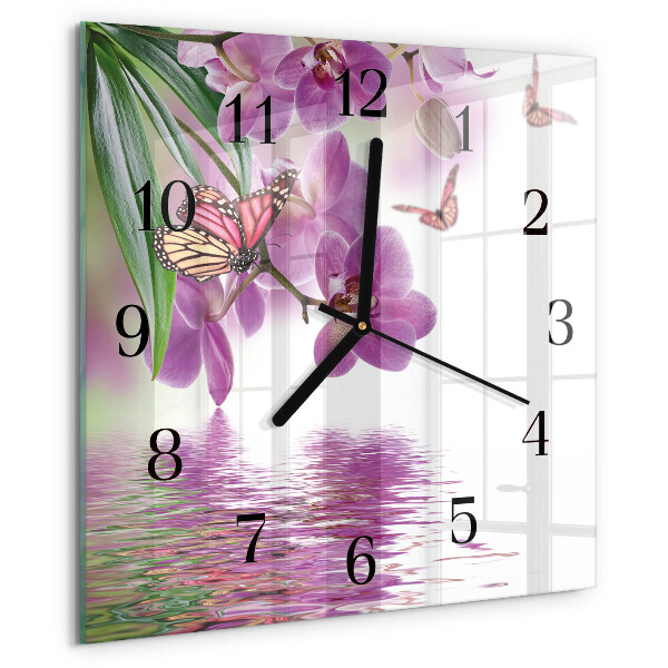 Reloj de vidrio mariposas