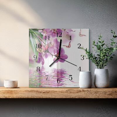 Reloj de vidrio mariposas