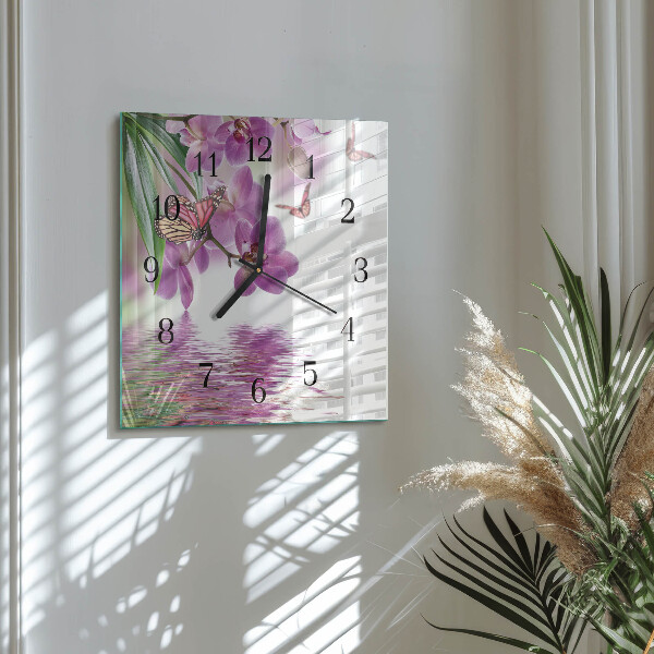 Reloj de vidrio mariposas