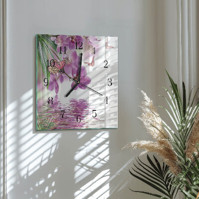 Reloj de vidrio mariposas