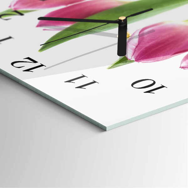 Reloj de vidrio tulipanes