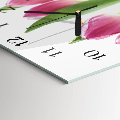 Reloj de vidrio tulipanes