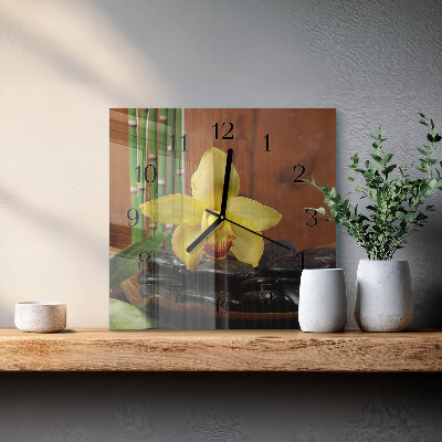Reloj de vidrio Orquídea de bambú