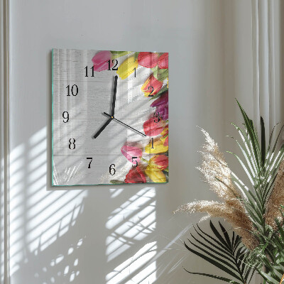 Reloj de vidrio tulipanes
