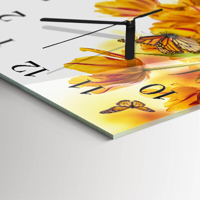 Reloj de vidrio tulipanes