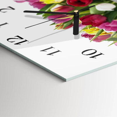Reloj de vidrio tulipanes