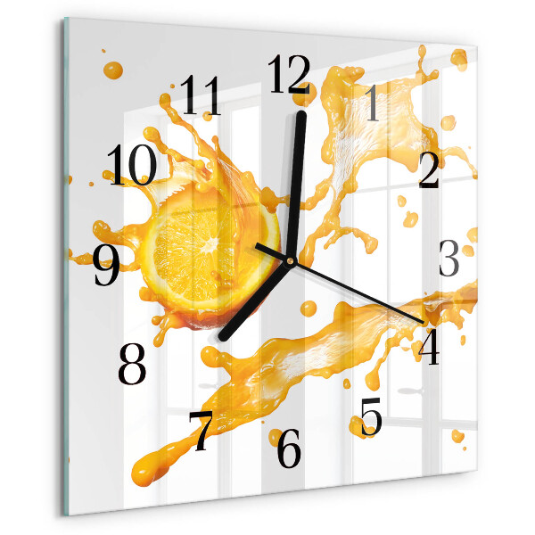 Reloj de vidrio zumo de naranja