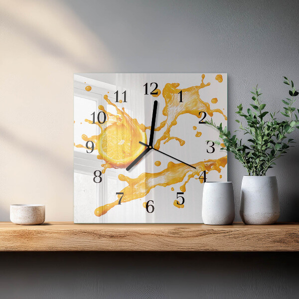 Reloj de vidrio zumo de naranja