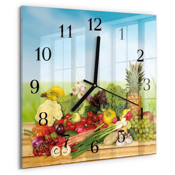 Reloj de vidrio Verduras Frutas