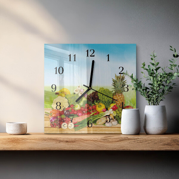 Reloj de vidrio Verduras Frutas
