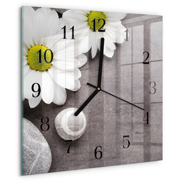 Reloj de vidrio Flores y piedras