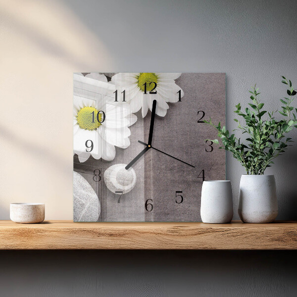 Reloj de vidrio Flores y piedras