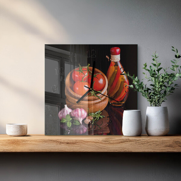 Reloj de vidrio Tomates y ajo