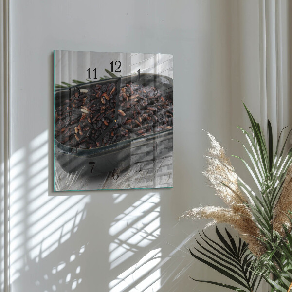 Reloj de vidrio arroz negro