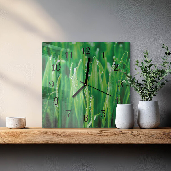 Reloj de vidrio Hierba verde
