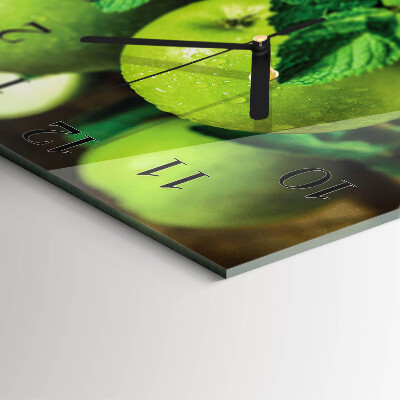 Reloj de vidrio manzanas verdes
