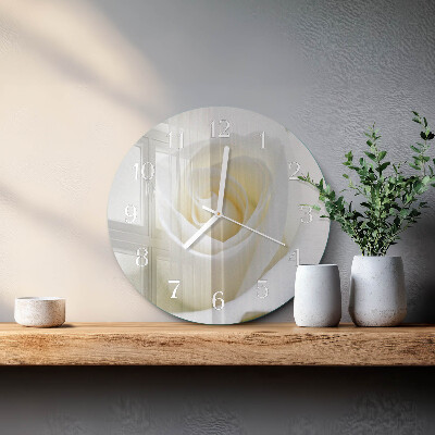 Reloj de pared redondo Rosa blanca