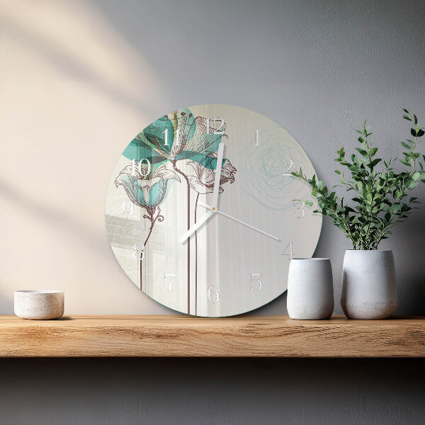 Reloj de pared redondo Flores antiguas
