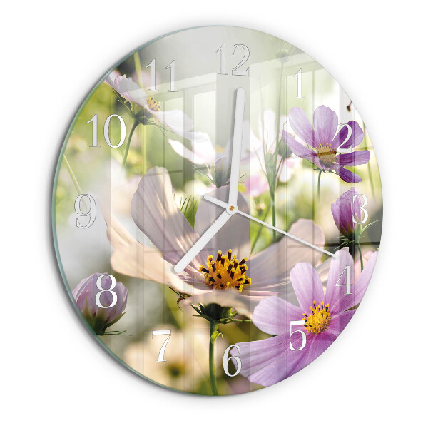 Reloj de pared redondo Flores de cosmos