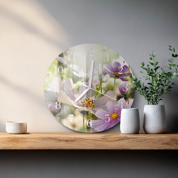 Reloj de pared redondo Flores de cosmos