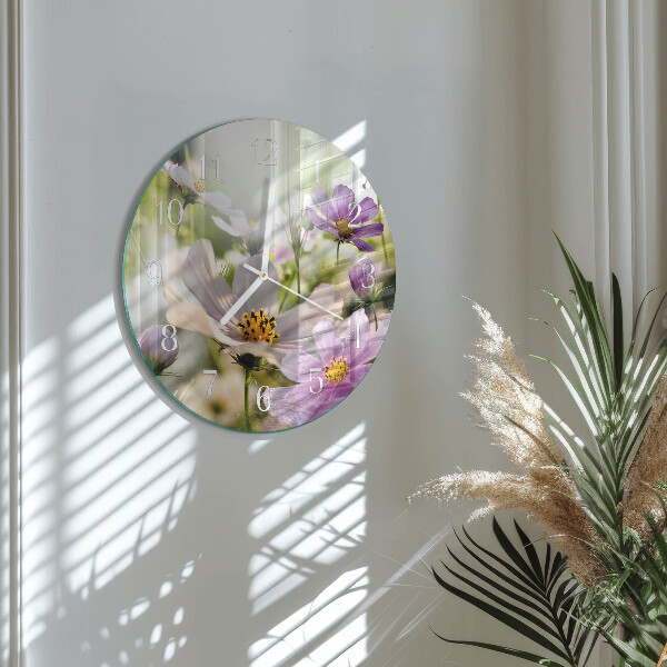 Reloj de pared redondo Flores de cosmos