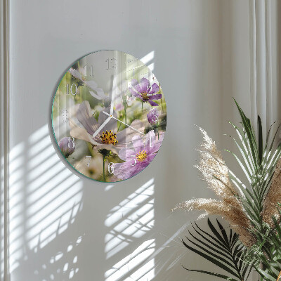 Reloj de pared redondo Flores de cosmos