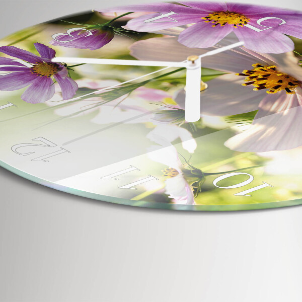 Reloj de pared redondo Flores de cosmos