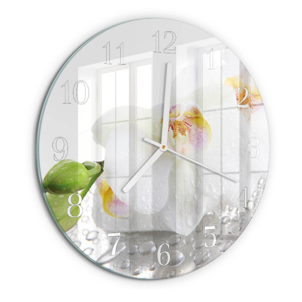 Reloj de pared redondo Orquídea