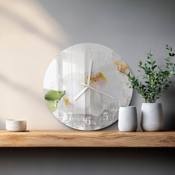 Reloj de pared redondo Orquídea