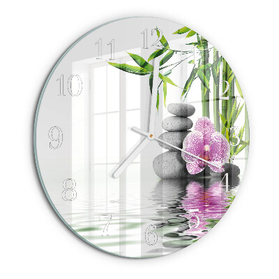 Reloj de pared redondo Piedras de orquídeas