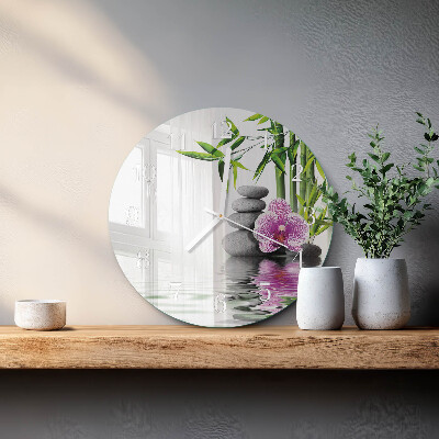 Reloj de pared redondo Piedras de orquídeas