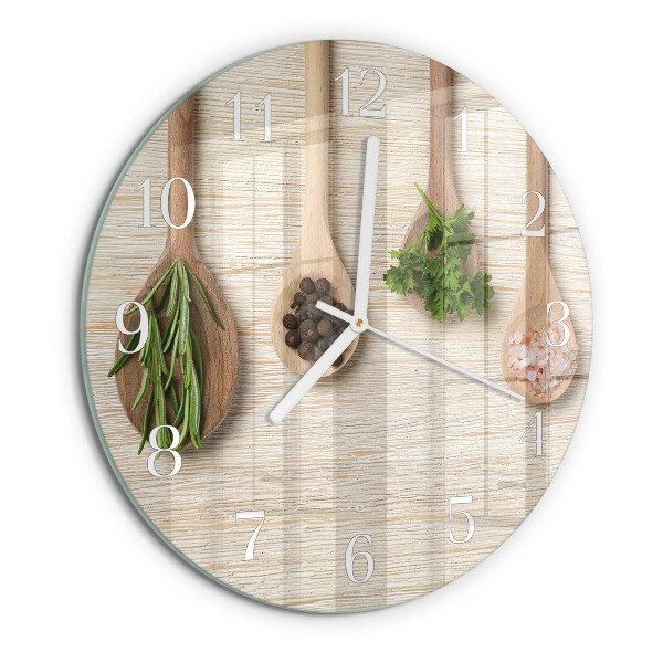 Reloj de pared redondo Cuchara de madera