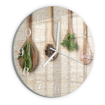 Reloj de pared redondo Cuchara de madera