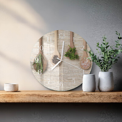 Reloj de pared redondo Cuchara de madera