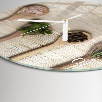 Reloj de pared redondo Cuchara de madera