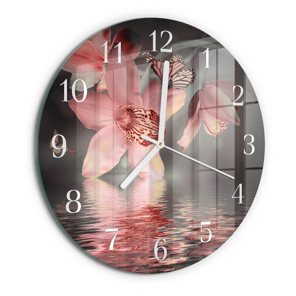 Reloj de pared redondo Orquídea