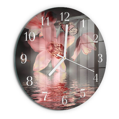 Reloj de pared redondo Orquídea
