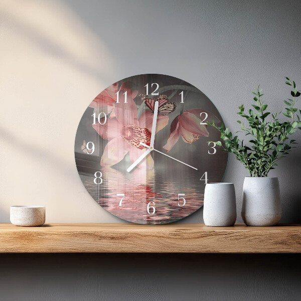 Reloj de pared redondo Orquídea