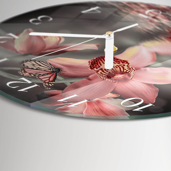 Reloj de pared redondo Orquídea