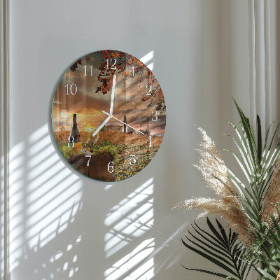 Reloj de pared redondo Vino Naturaleza