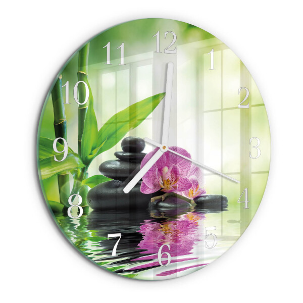 Reloj de pared redondo Orquídea de spa