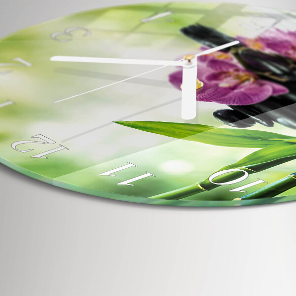 Reloj de pared redondo Orquídea de spa