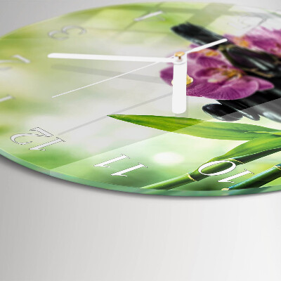 Reloj de pared redondo Orquídea de spa
