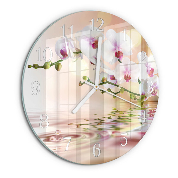 Reloj de pared redondo Orquídea